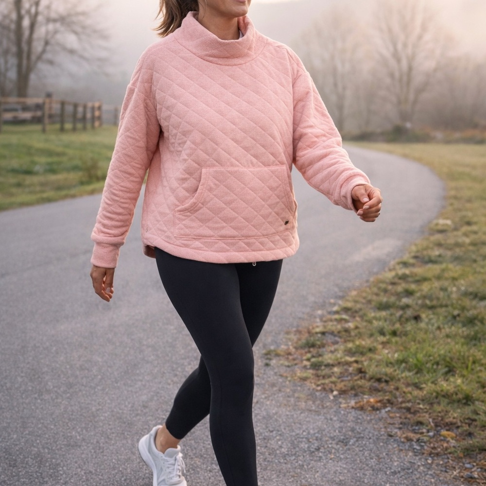 🦋 3/$20 Jones NY | Quilted Pullover | Pink | Athleisure Loungewear Outdoor | XL